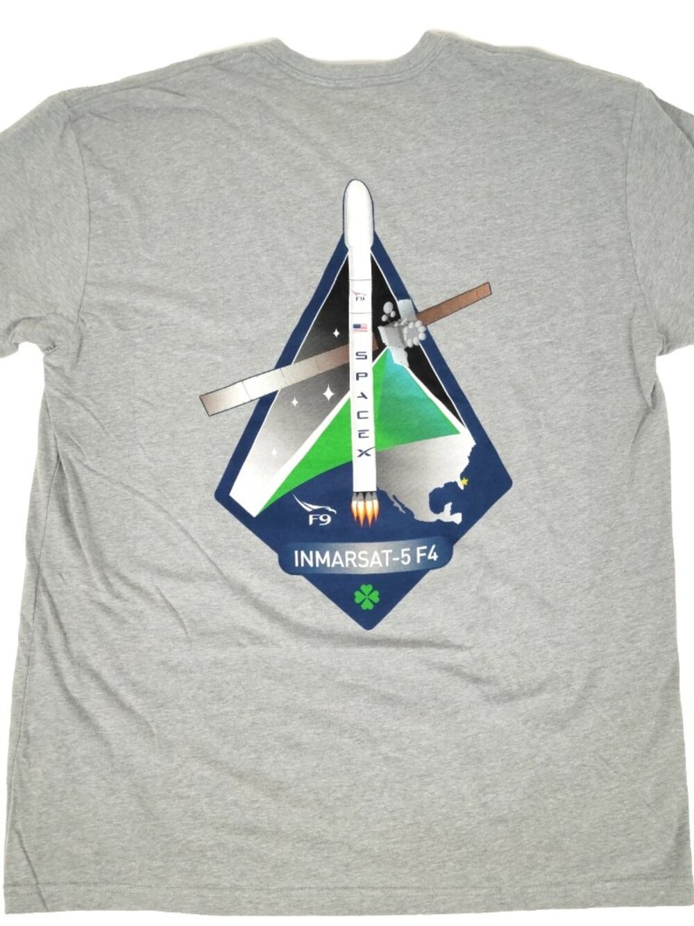 Space X Sz XL T Shirt 2017 Falcon 9 Rocket Launch Inmarsat-5 F4 Gray (DEFECT)